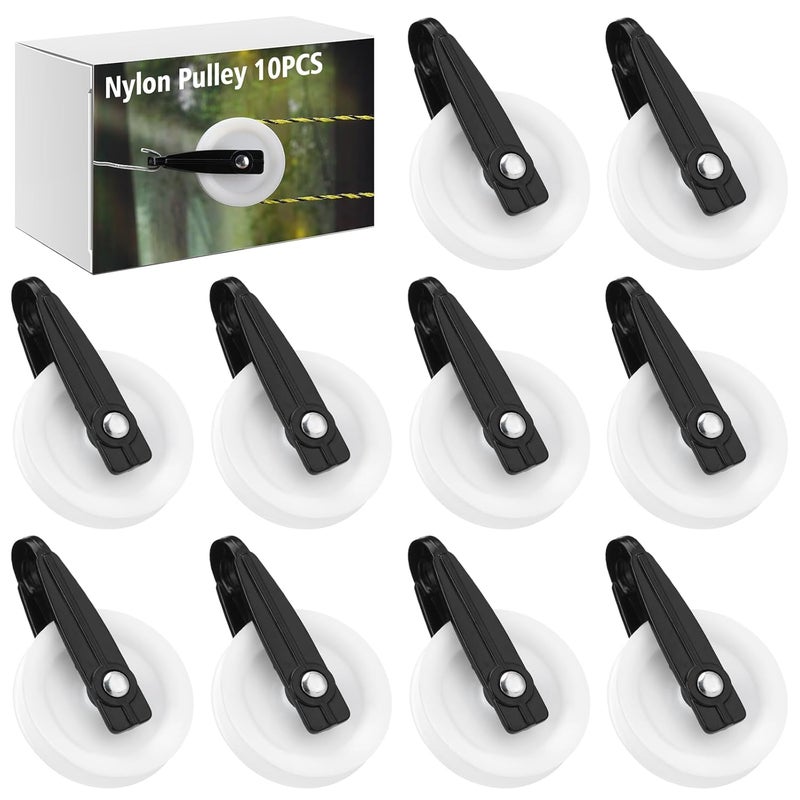 Threlaco 10 Pcs Rope Roller 2-1/2 Inch Nylon Clothesline Pulley, Outdoor Clothes Pulleys for 1/4-inch Rope - Image 1